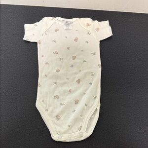 Floral Print Cream Baby Onesie Y2K 90’s